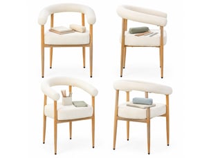 Lot de 4 chaises de salle à manger rembourrées avec pieds réglables, blanches