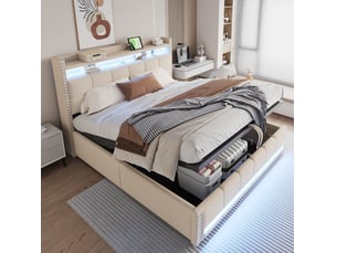 Lit coffre 180x200 cm coloris beige