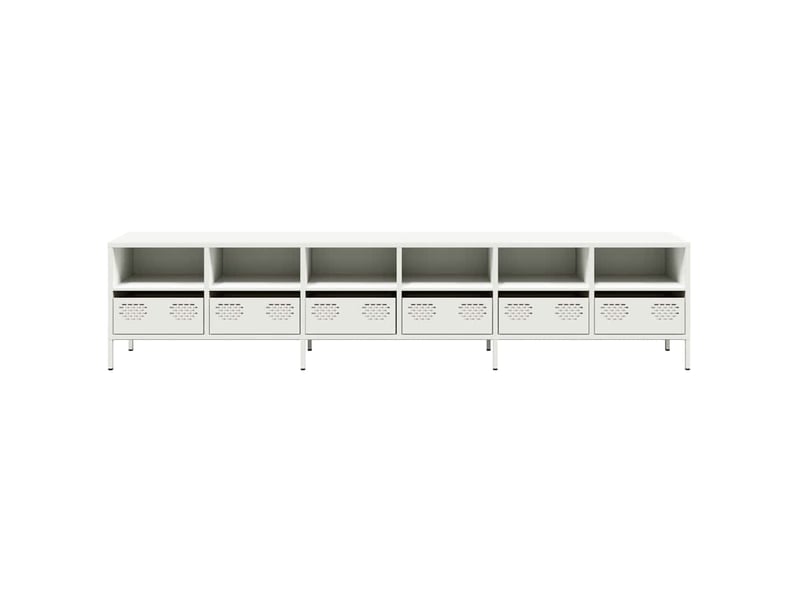  Meuble tv - banc tv - meuble de rangement blanc 202x39x43,5 cm acier laminé à froid  - Conforama E