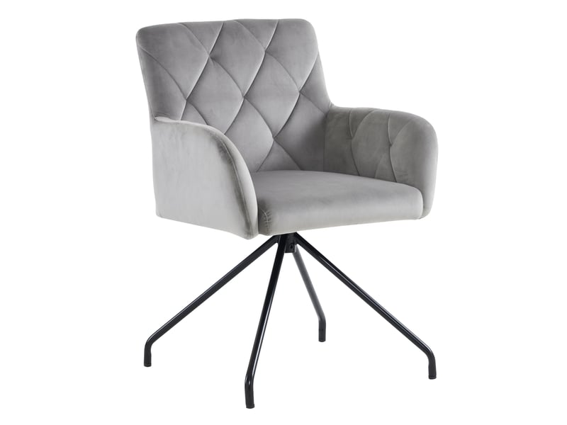  Lot de 4 chaises de salle à manger,avec pieds métal,velours,gris clair  - Conforama A