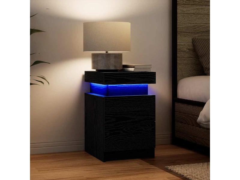 Table de chevet - cabinet de chevet - table de nuit chêne noir 35 x 39 x 55 cm bois d'ingénierie - Conforama C