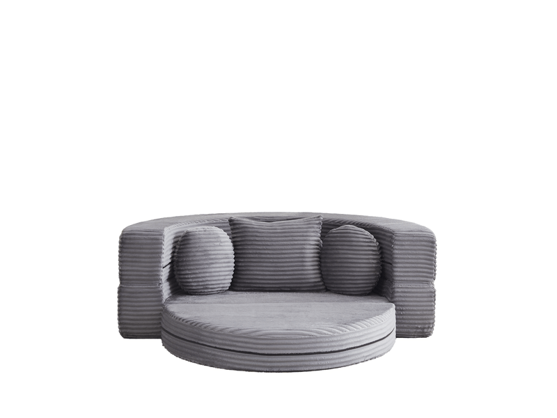 Canapé-lit 4-en-1 multifonction, sofa demi-rond convertible en lit rond, design compact, 2 coussins ronds et 1 coussin carré, salon - Conforama D