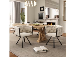 Lot de 4 chaises de salle à manger 72x59x54 cm, en tissu velouté beige, structure métallique, pivotante