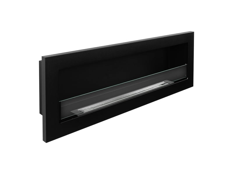  Livorno 120 - cheminée à bioéthanol murale ou encastrable 120 x 40 x 15 cm avec brûleur de 1,25 l en acier noir  - Conforama E