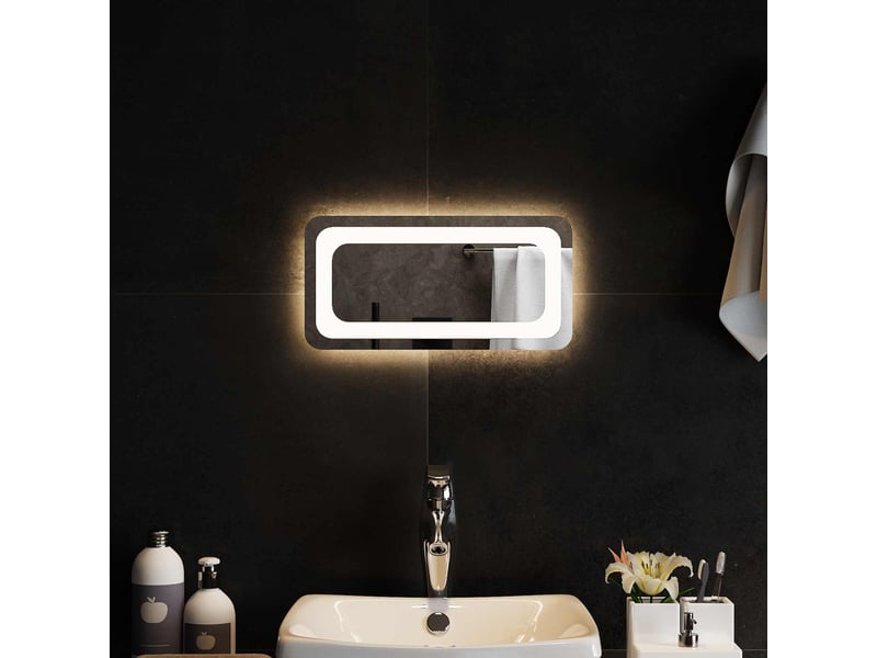 Miroir de salle de bain, miroir de toilette led transparent 40 x 20 cm verre trempé cf62573 - Conforama C