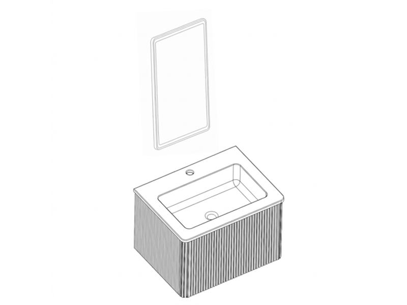  Ensemble meuble salle de bain 60 cm suspendu blanc avec miroir led anti-buée 60x80 cm  - Conforama D