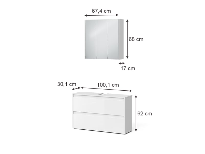  Vicco meubles bain, blanc haute brillanceblanc, 2 pièces  - Conforama B