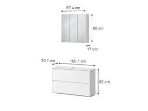 Vicco meubles bain, blanc haute brillanceblanc, 2 pièces