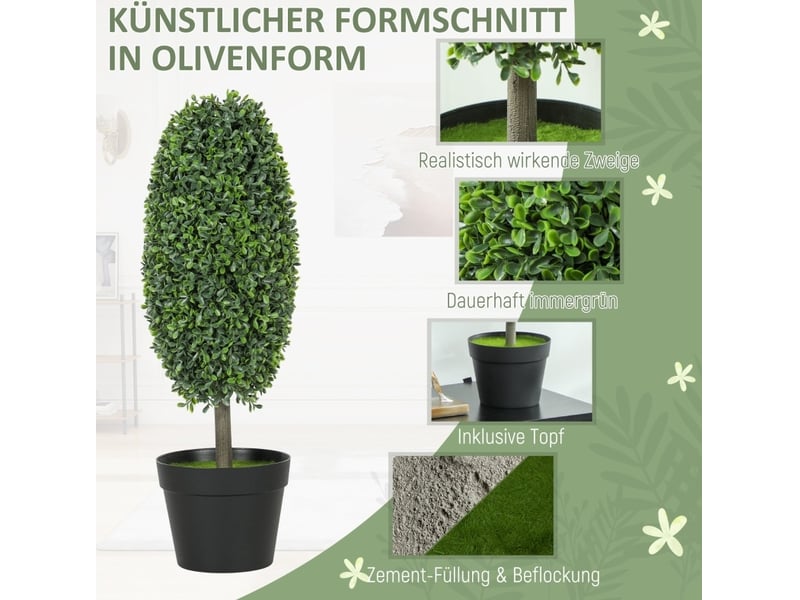  Lot de 2 plantes artificielles vertes 60 cm en plastique, feuillage résistant aux uv pour intérieur et extérieur  - Conforama D