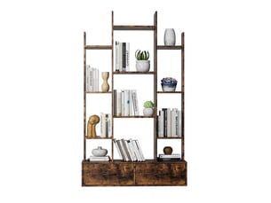 Bibliotheque coloris marron 12 étagère(s) <strong>MEULVA</strong> <strong></strong> - 86 cm x 140.5 cm