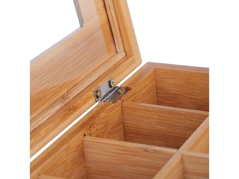  Boîte à thé pratique 24 compartiments rangement décoratif 30 x 20 x 10 cm en bambou naturel 13_0004031  - Conforama E