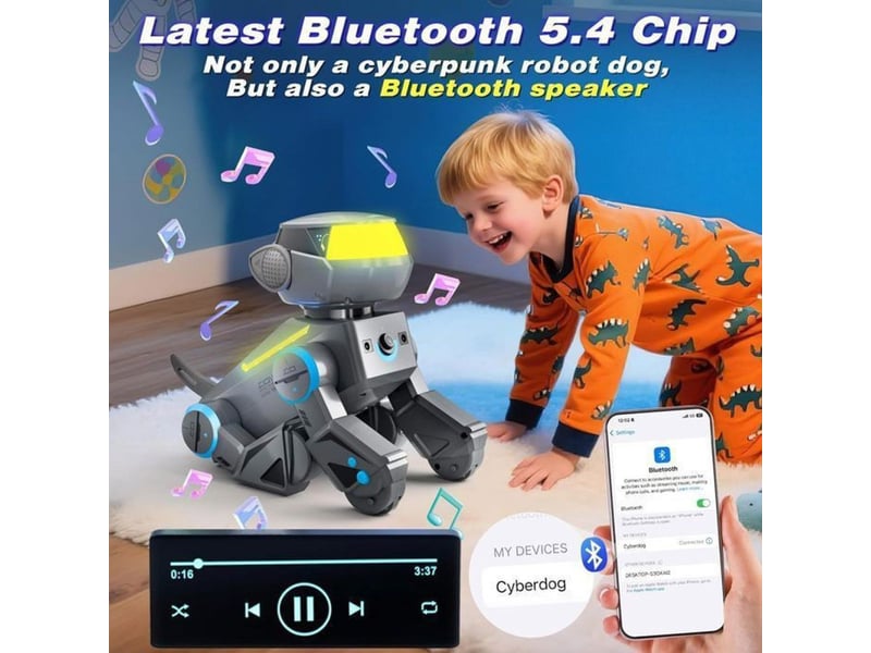  Chien robot programmable bluetooth avec leds rgb et télécommande 100 actions, gris 151498_AABBF23536_6_DROPFR - Conforama D