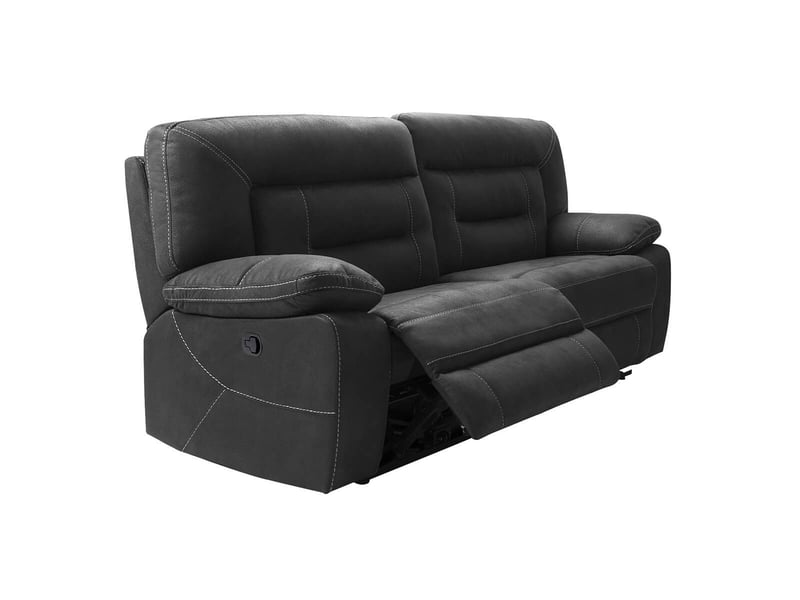  Canapé 3 places relax manuel tissu aspect peau anthracite  - ortolis ORTOLIS - Conforama C