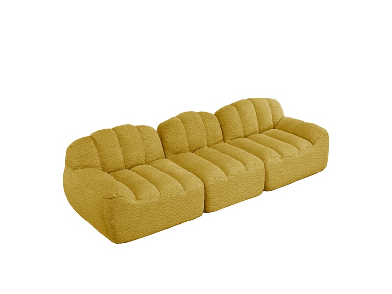  Canapé modulable, canapé 3 places – assise profonde, en tissu, jaune, mousse haute densité  - Conforama B