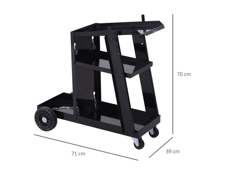 Chariot pour poste à souder 71 x 39 x 70 cm noir en acier, 3 niveaux avec chaîne de sécurité - Conforama C