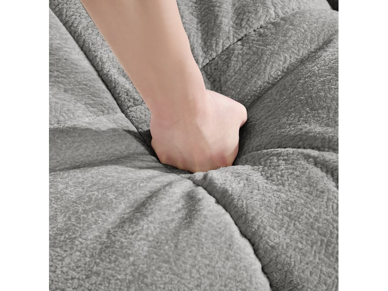  Canapé d'angle u 3 places style cloud en tissu gris clair, avec ottomane mobile et 2 coussins pour salon  - Conforama D