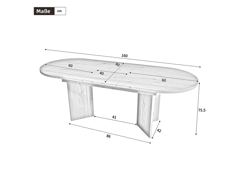 Table à manger extensible 120160 x 80 cm, 4 à 8 personnes, mdf chêne clair - Conforama C
