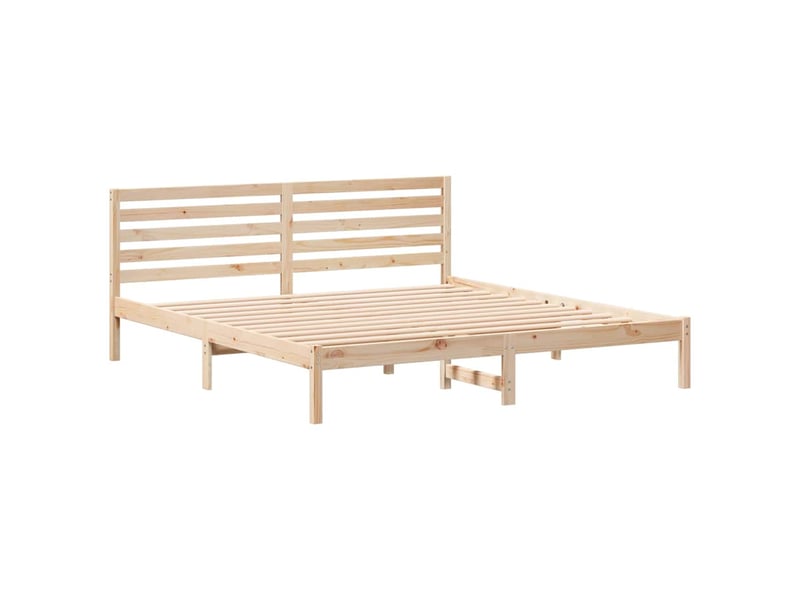  Lit double- lit adulte -  cadre de lit avec tête de lit marron 200 x 200 cm pin massif  - Conforama C