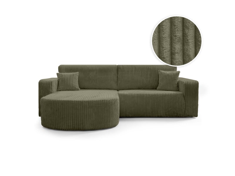  Kiara - canapé d'angle compact réversible et convertible 4 places en velours côtelé épais  - Conforama A