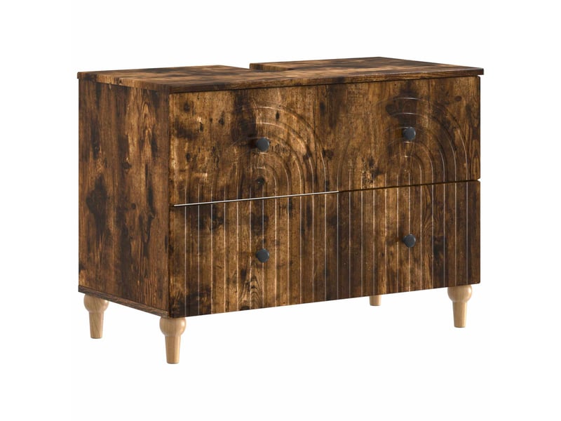  Ensemble de 2 meubles de salle de bain alkmaar chêne fumé cf63048  - Conforama C