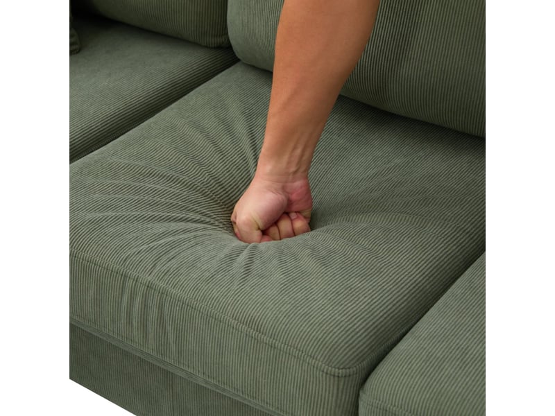  Canapé d'angle réversible 3 places 166 cm en velours côtelé vert, méridienne modulable Fay Lum - Conforama E