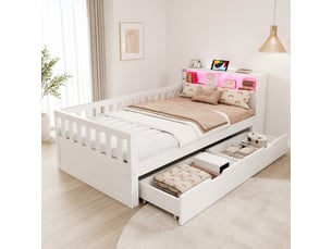 Lit simple 90x200 cm <strong>WISHDOR</strong> <strong></strong> coloris blanc
