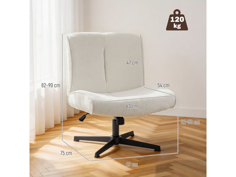  Fauteuil pivotant en velours réglable en hauteur blanc crème 63 x 75 x 90 cm  - Conforama C