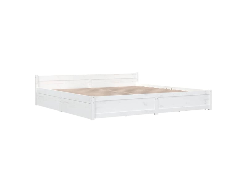  Lit double- lit adulte -  cadre de lit sans matelas avec tiroirs blanc  - Conforama C