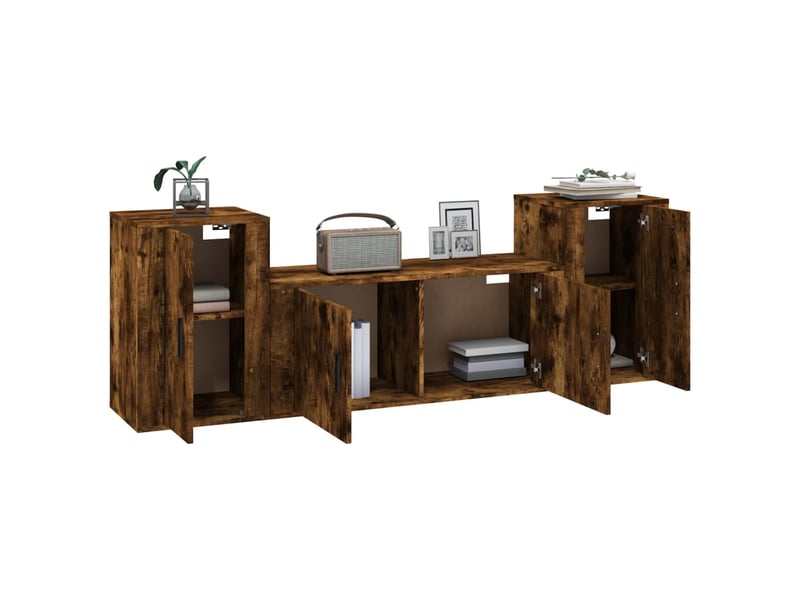  Ensemble de meubles tv 3 pcs chêne fumé bois d'ingénierie shl53185  - Conforama C