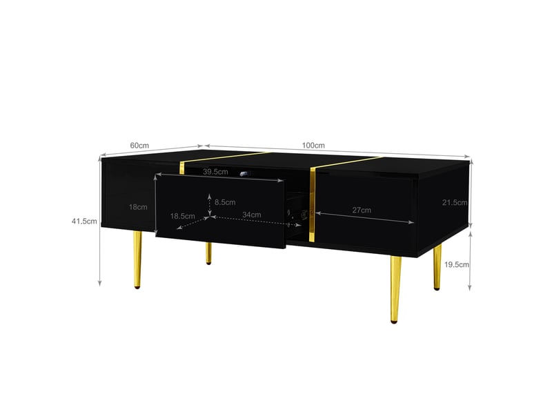  Ensemble meuble tv et table basse noir brillant – mdf, 170 cm  - Conforama D