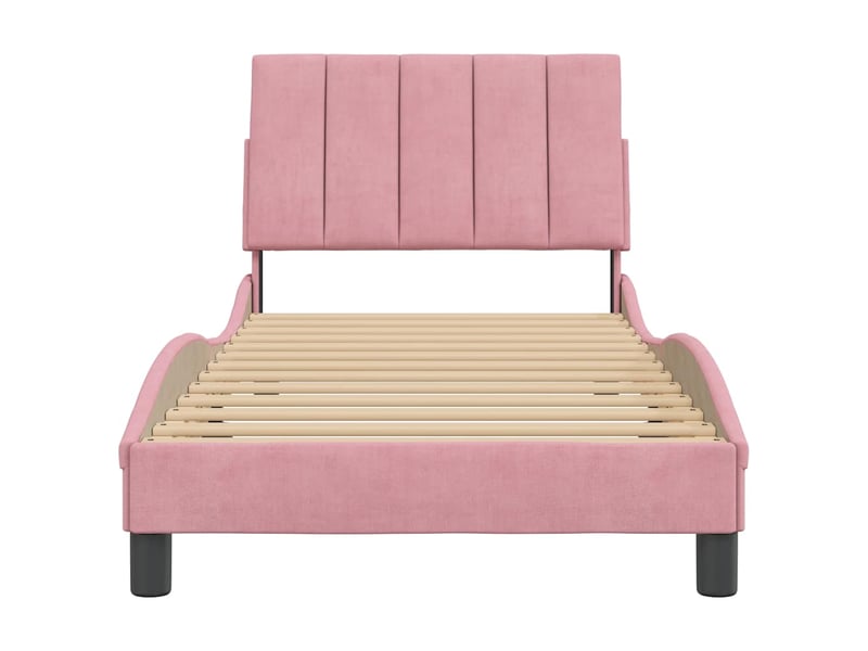 Lit simple- lit adulte - cadre de lit sans matelas hanko rose 80x200 cm velours - Conforama D
