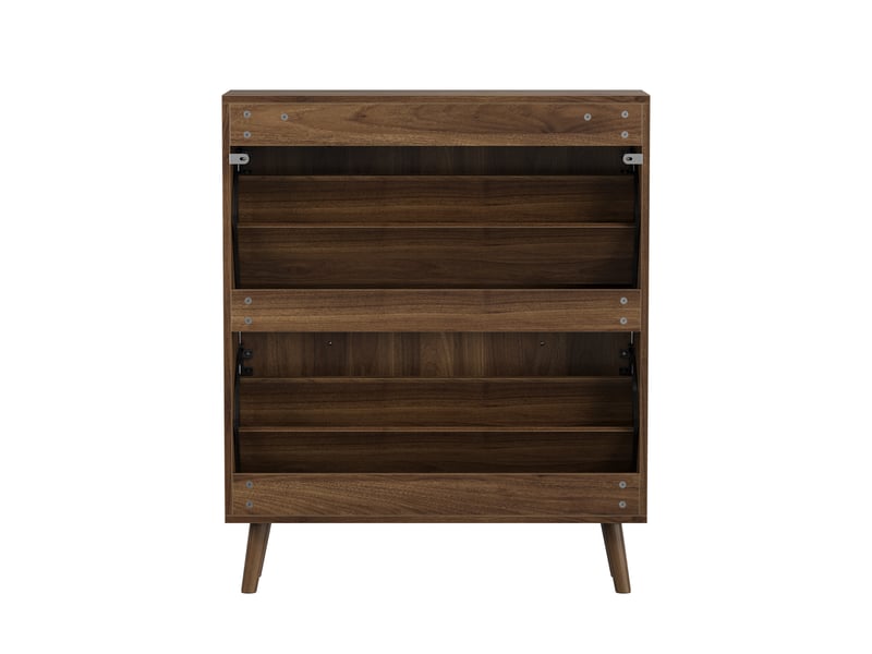  Meuble à chaussures 80x24x95 cm, armoire rangement avec 2 compartiments abattants et étagères réglables pour entrée  - Conforama W