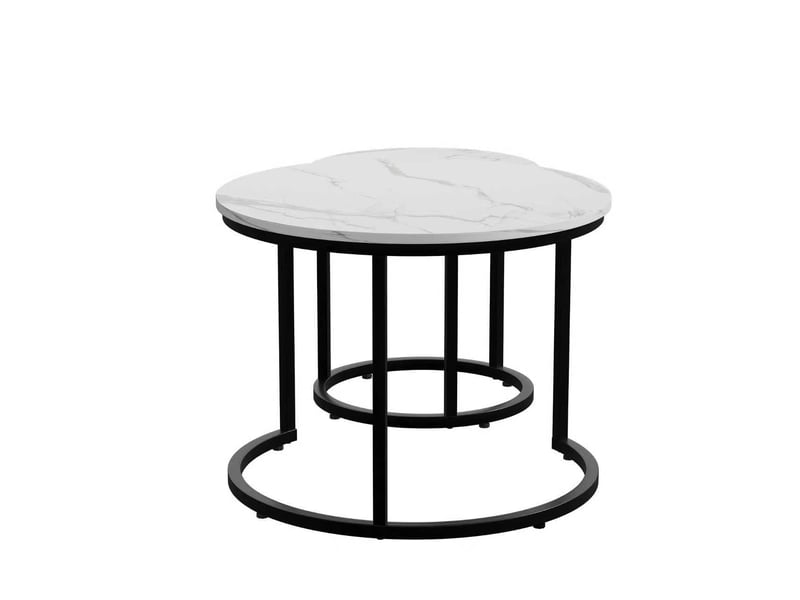  Tables basses gigognes 2 pièces pour salon en panneaux de particules et métal 60×60×45 cm blanc  - Conforama C