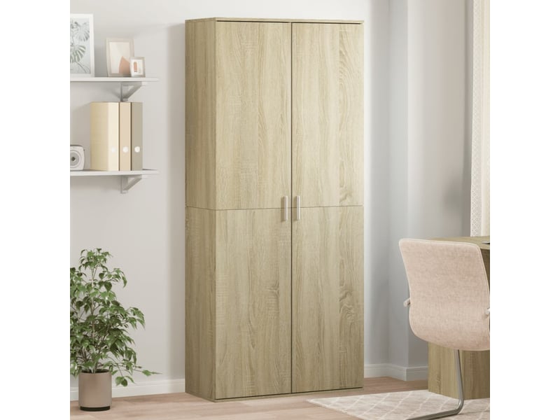  Buffet haut, meuble de rangement salon chêne sonoma 80x35x180 cm bois d'ingénierie  - Conforama B