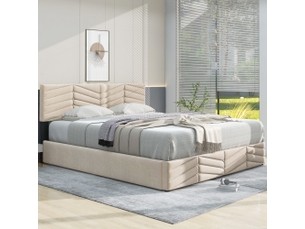 Lit mezzanine 140x190 cm <strong></strong> <strong></strong> coloris beige