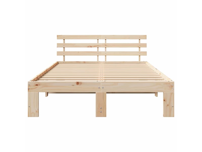 Lit double- lit adulte - cadre de lit avec tête de lit naturel 135 x 190 cm pin massif - Conforama D