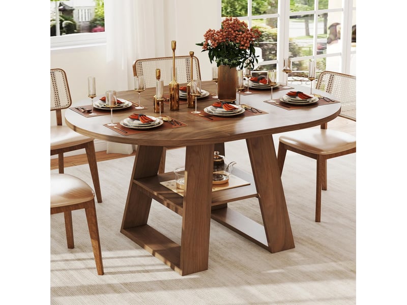 Table à manger extensible 110150x110 cm avec rangement coloris noyer  - Conforama D