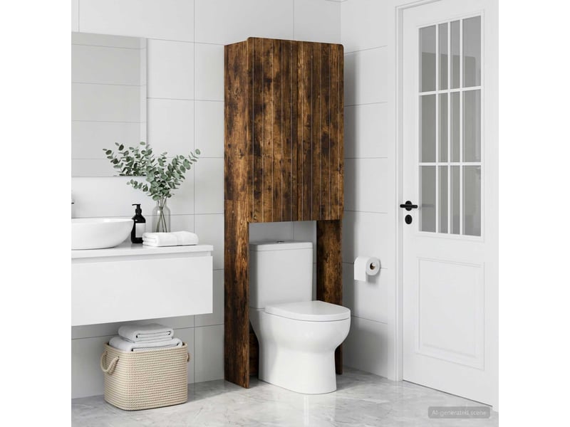  Armoire de toilette, meuble de toilette zwolle chêne fumé 66x25.5x190 cm  - Conforama C