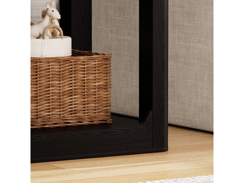  Lot de 2 tables d'appoint 2 niveaux en mdf noir 50 x 40 x 60 cm W3148P487855 - Conforama E