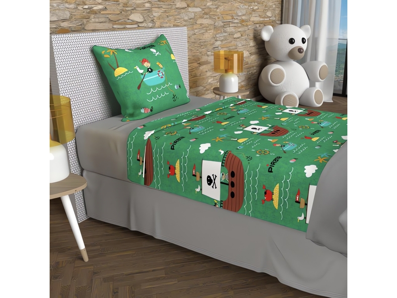 Housse De Couette Zippée Au Drap Housse Enfant Parure Housse De Couette 120x150 Cm PIRATES Vert, 100% Coton 57 Fils Drap Housse Lit Bebe 60x120 Housse De Couette Zippée Au Drap Housse Enfant Parure Housse De Couette 120x150 Cm PIRATES Vert, 100% Coton 57 Fils Drap Housse Lit Bebe 60x120