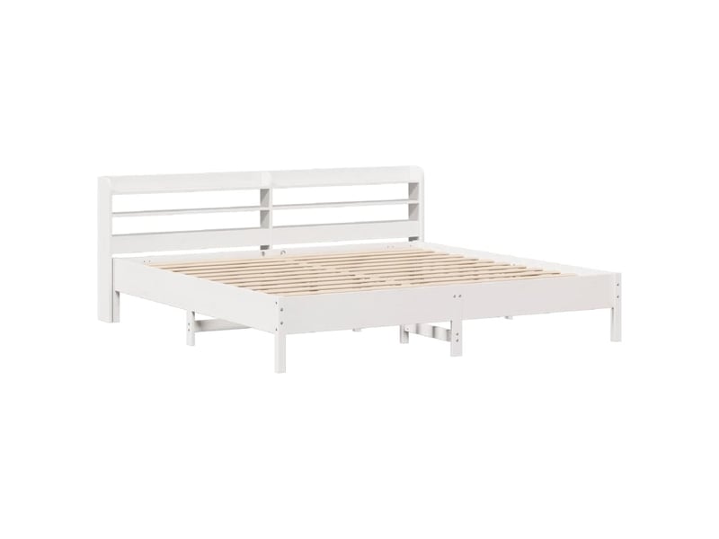  Lit double- lit adulte -  cadre de lit sans matelas blanc 200x200 cm bois massif de pin  - Conforama B