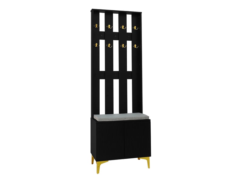 Portemanteau avec banc et rangement noir en panneau de particules - Conforama W