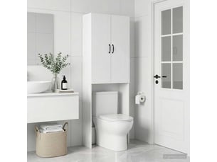 Armoire de toilette, meuble de toilette haarlem blanc 66x25.5x190 cm