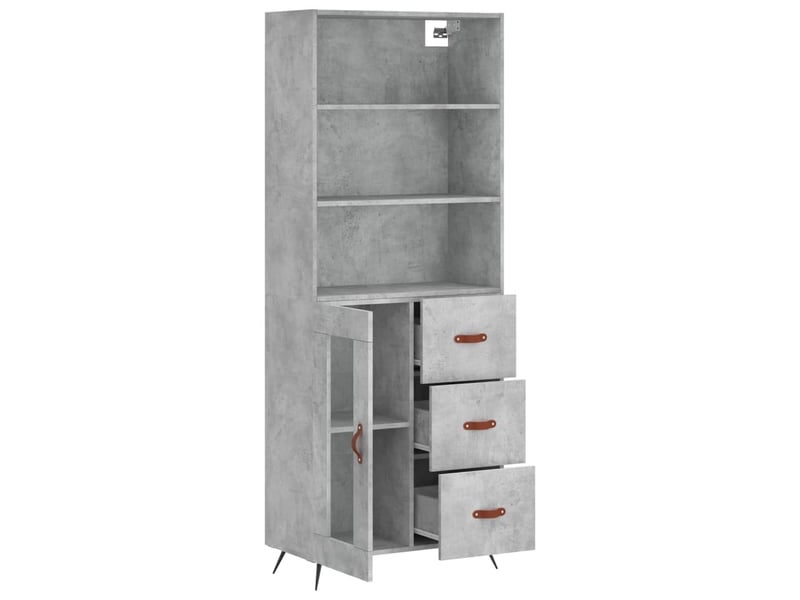  Buffet haut - bahut - meuble de rangement gris béton 69,5x34x180 cm bois d'ingénierie  - Conforama C