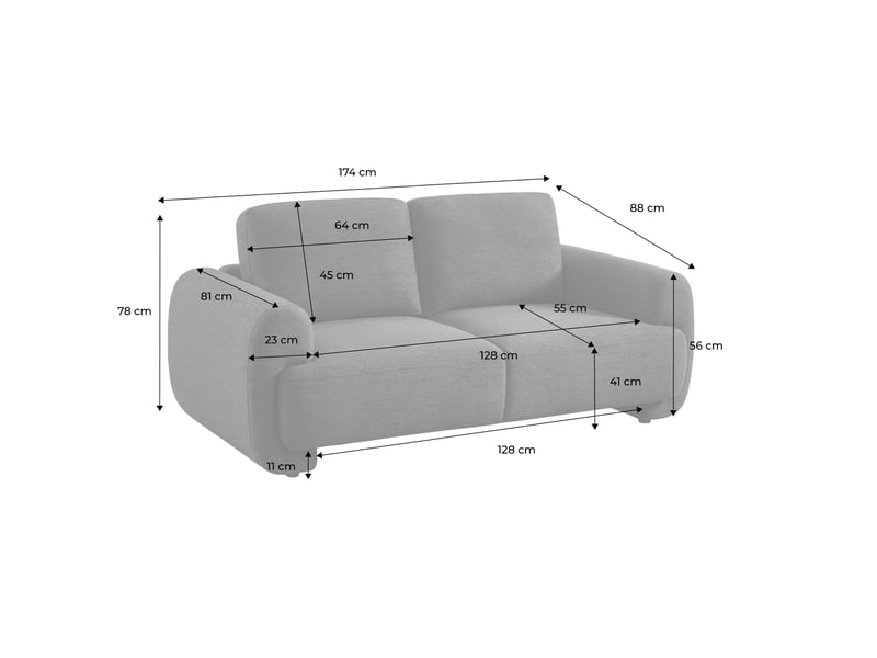  Canapé 2 places tissu kaki - zenio  - Conforama D