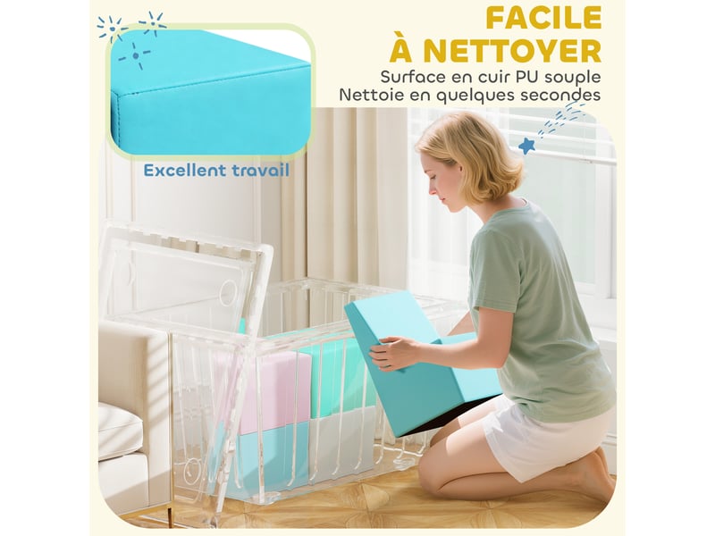  Parcours motricité bébé 8pcs, module motricité bébé mousse epe et housse en pu, design table et chaises, multicolore  - Conforama R