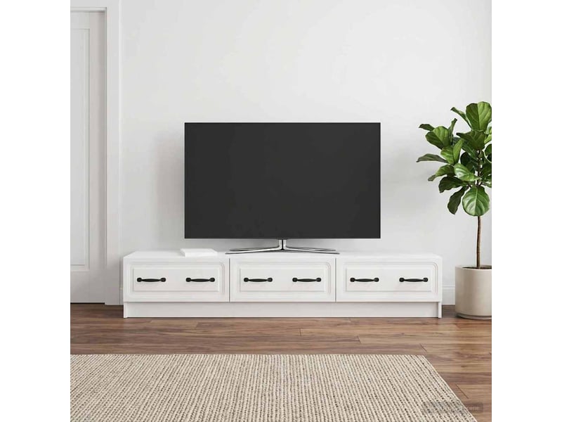  Meuble tv - banc tv - meuble de rangement 147 x 34,5 x 27 cm blanc brillant bois d'ingénierie  - Conforama B