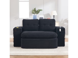 Fauteuil convertible NECHE Velours côtelé noir