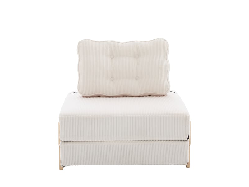  Fauteuil convertible en lit 1 place, pliable, velours côtelé beige  - Conforama A