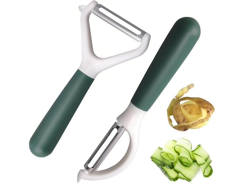  Éplucheur légumes 2 pcs - économe inoxydable universel avec lame oscillante tranchante, poignée ergonomique - vert  - Conforama A